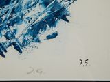 a picture of a blue and white painting on the wall