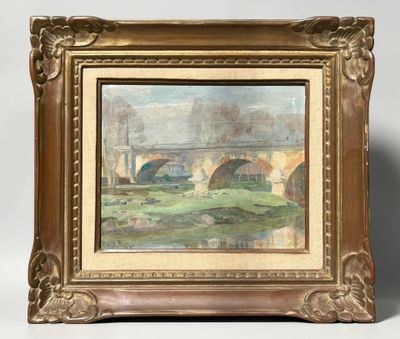 Paul Robert BAZÉ (1901-1985) Pont surplombant la rivière