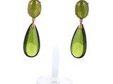 pair of green and gold earrings on a white background