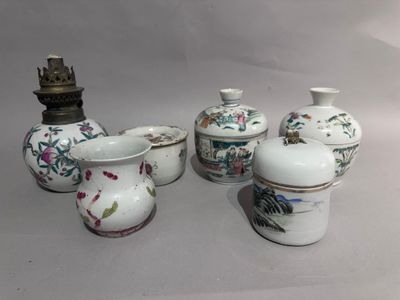 a group of vases that are sitting on a table
