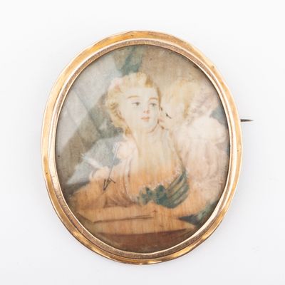 painting of a woman in a white dress sitting on a table