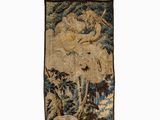 une tapisserie représentant un homme et une femme dans une forêt