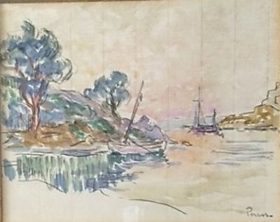 une image d'un tableau représentant un bateau dans l'eau