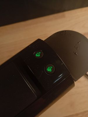 un gros plan d'une souris posée sur une table en bois