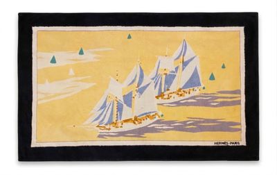 a picture of a painting of sailboats on the water