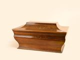 an image of a wooden box with a lid on a white background