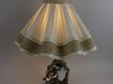 a lamp that is on a table with a lamp shade on it