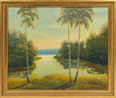 N. EFOCHKINE (XXe siècle) Le soir - 1992 Huile sur toile Sig…