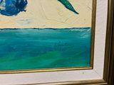 a picture of a painting of a flower in a vase on a table