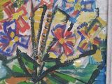 une peinture de fleurs dans un vase sur une table