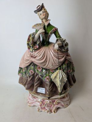 a figurine of a woman sitting on a table
