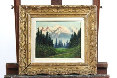 Tableau XIX Paysage de montagne Huile Sur Toile De Godchaux