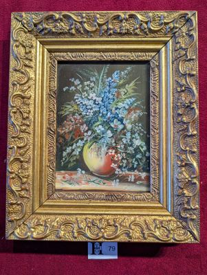 Huile sur panneau , Les petites fleurs, sbd Szklenar - Dim.