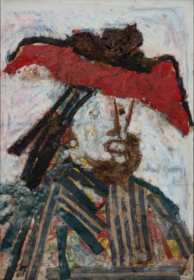une image représentant un tableau d'un homme coiffé d'un chapeau rouge