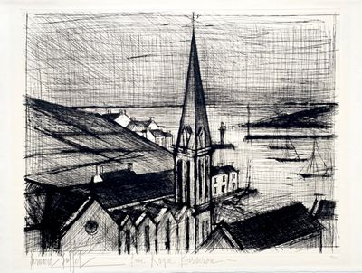 an image of a drawing of a church with a steeple on it