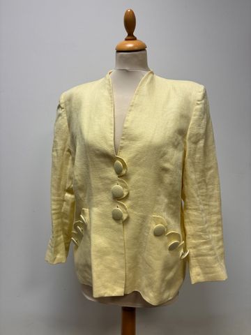 Emmanuelle KHAHN – Veste en coton jaune paille. Taille : 42 à vue