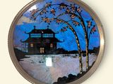 a picture of a picture of a house in the snow