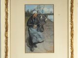 une image représentant un tableau où l'on voit un homme et une femme marchant dans une rue