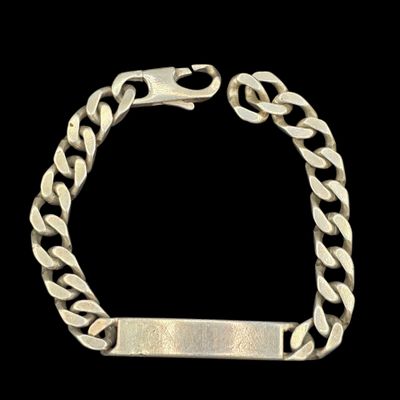 Bracelet gourmette en argent larges mailles en argent. Plaqu…