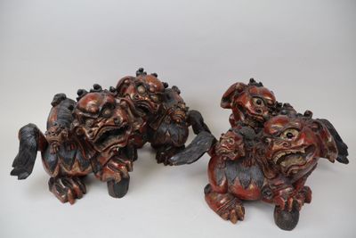paire de figurines chinoises en bois sculpté foo foo foo foo foo foo foo foo foo foo foo foo foo foo foo foo