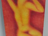 une photo d'un tableau représentant une femme nue sur fond rouge