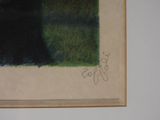 a picture of a painting of a black cat on a white wall