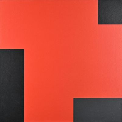 une image représentant une croix rouge sur fond noir et blanc