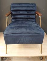 Fauteuil en velours bleu nuit et laiton,60x76x73 cm - retour… (photo 2)