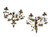 pair of antique wall sconces with flowers and leaves