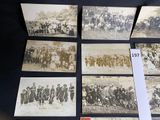 several old black and white photos of a group of men and women