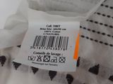the label on a white shirt has a black and white design