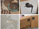 four pictures of a giraffe in a box and a giraffe in a box and a giraffe in a box