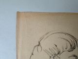 a drawing of a woman with a hat on her head