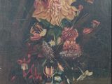 une peinture de fleurs dans un vase sur une table