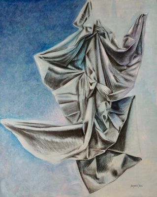 Jacques JOOS (1945-2021), "Drapé bleu", technique mixte sur …