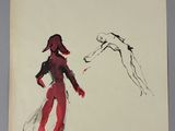 drawing of a man and a woman standing next to each other