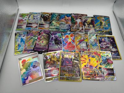 a box full of pokemon cards sitting on top of a table