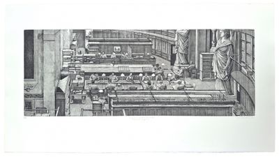 un dessin en noir et blanc représentant une scène de tribunal
