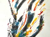 une peinture représentant un oiseau coloré sur une feuille de papier