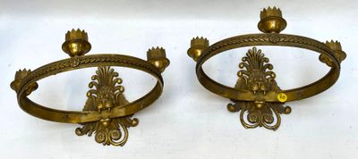pair of antique brass wall sconces