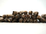 a pile of nuts sitting on a table with a white background