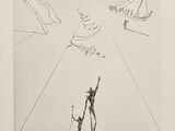 drawing of a man and a child standing in front of a drawing of a boat