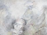 une image représentant un tableau où l'on voit une femme en robe blanche et un homme en costume noir