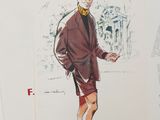 trois pages d'un magazine sur lesquelles figure le dessin d'un homme en costume-cravate