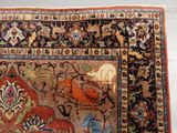 an image of a rug with animals and flowers on it