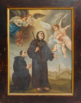 une image représentant un tableau d'un saint entouré d'anges