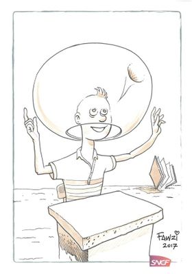 Fawzi - "La bulle" - Dessin original sur feuille de Canson A…