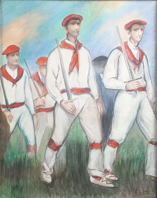 drawing of a painting of a group of baseball players in uniform
