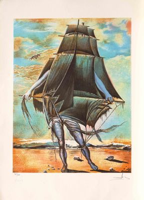 une image représentant un tableau où l'on voit un homme tenant une grande voile