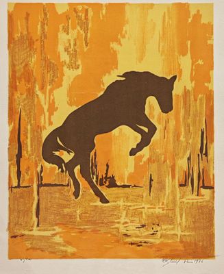 une image représentant un cheval sautant par-dessus un plan d'eau